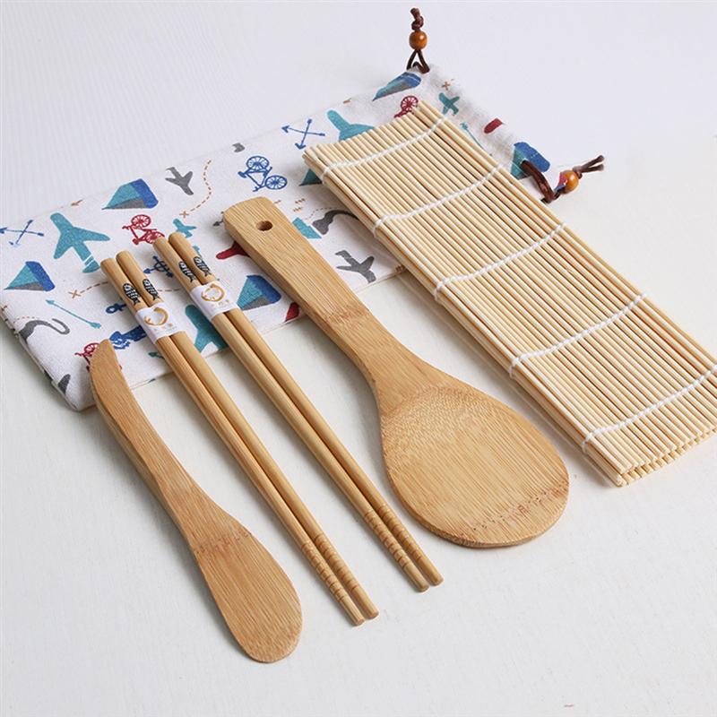 1 set / 7 st bambu sushi gör kit diy sushi verktyg köksredskap sushi maker för hembutik