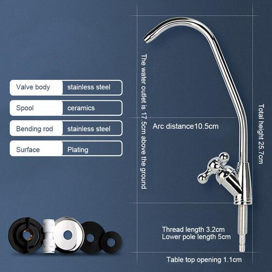 Waterzuiveringskraan, loodvrije gefilterde kraan, geschikt voor omgekeerde osmose-eenheden of waterfiltratiesysteem Keuken RO-kraan: RED