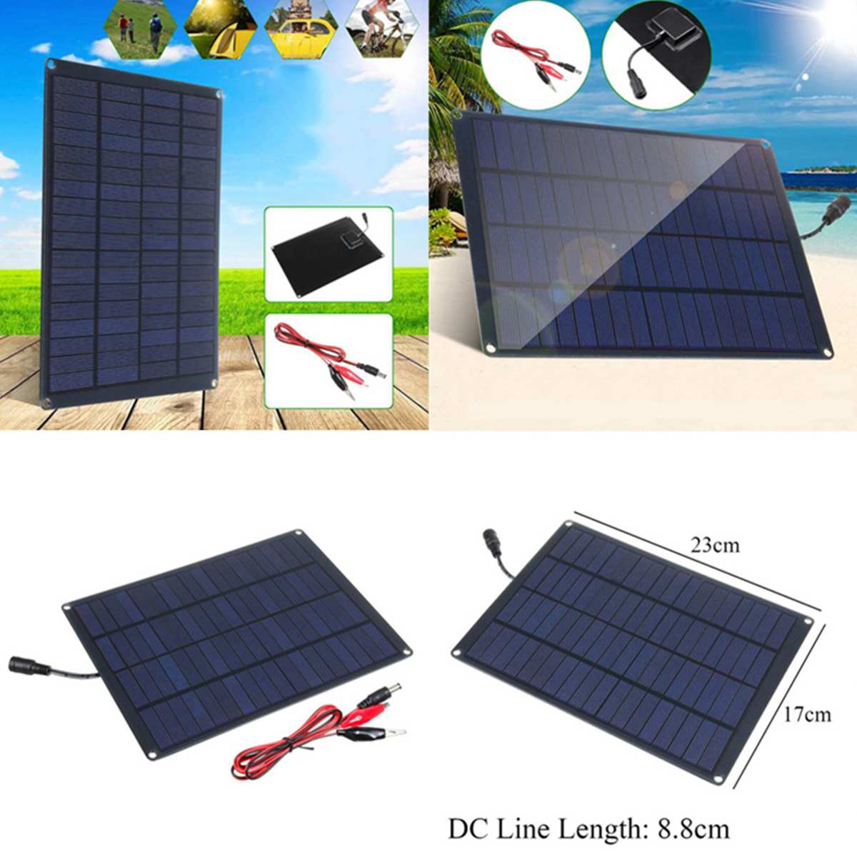Panneau solaire flexible, kit de charge de panneau solaire 20W 18V semi-flexible en silicone