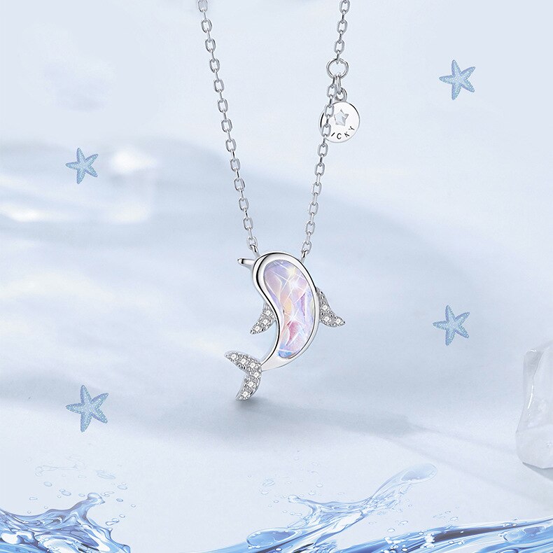 VOQ gioielli Color argento Dolphin Charm Box catena pendente collana donna regali per feste di nozze