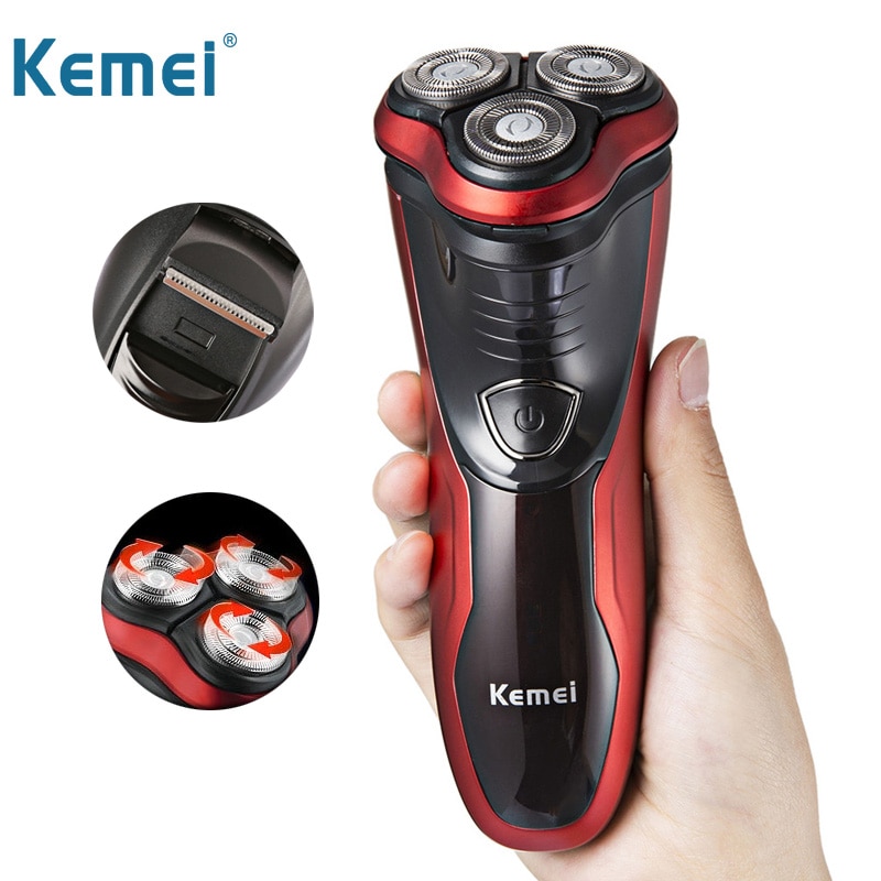 Kemei pro sähköinen partakone partatrimmeri johdoton 3 d kelluva kolmen terän parranajokoneet vedenpitävä japanilainen kasvot miesten parranajokone