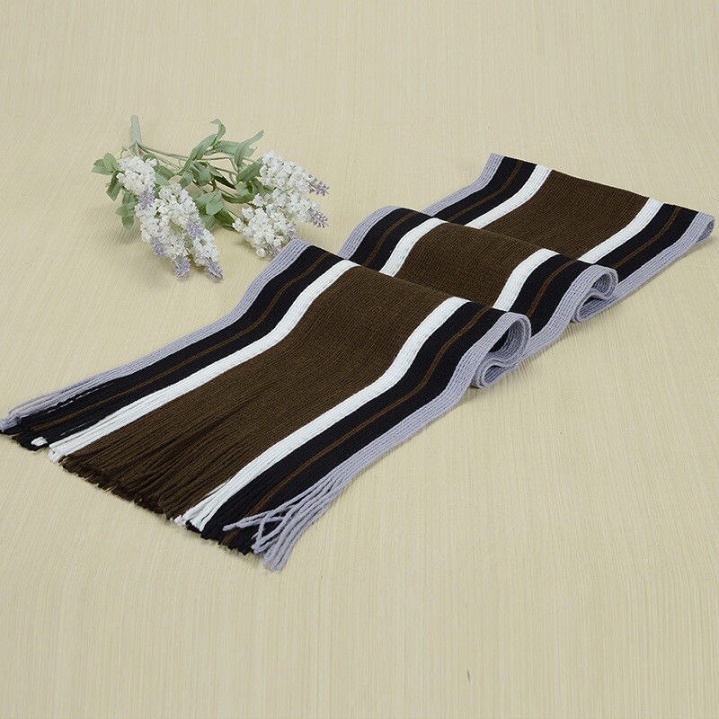 Classic Men Winter Warm Cashmere Feel Long Scarf Faux Wool Soft Wrap Shawl: Brown