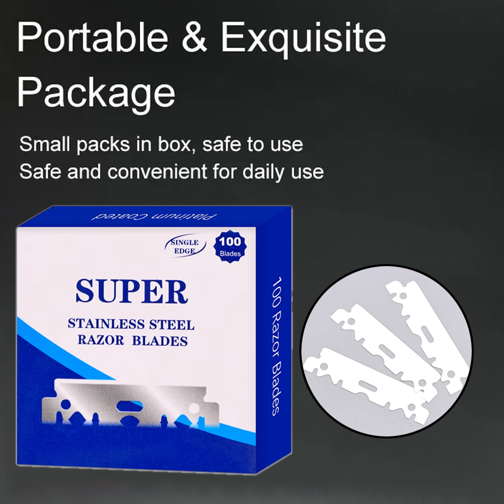 100 kpl partakoneen terää ruostumattomasta teräksestä valmistettuja turvaparranajon terää parranajoon, parranajon vaihtoon, miesten parranajokoneen parturityökalu