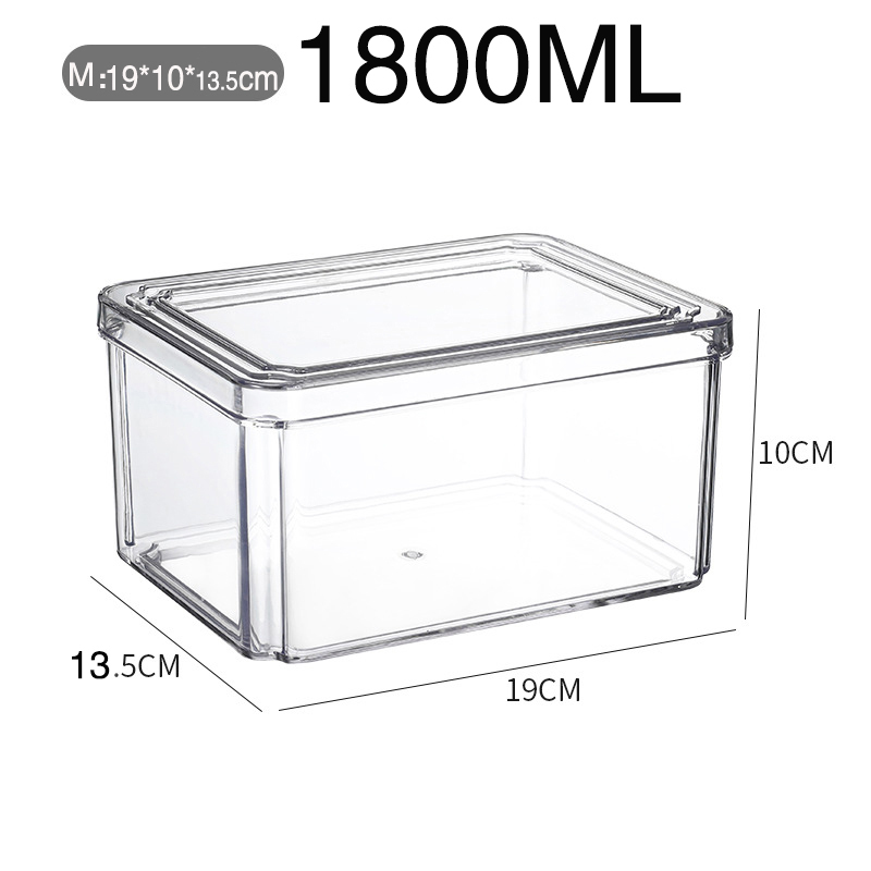 Transparent Airtight Pantry Pasta Box Multigrain Sealed Cans Food Storage Container Plastic Kitchen Refrigerator With Lid Cereal: 1800ML
