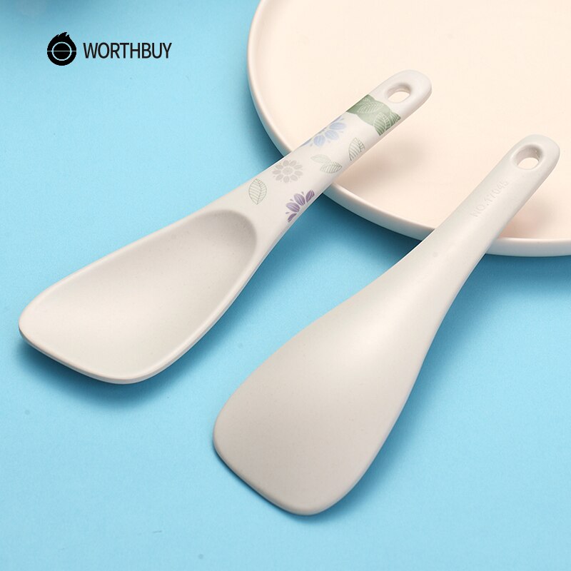 WORTHBUY Japanese Bamboo Rice Scoop Eco-Friendly Long Handle Rice Spoon With Cute Color Pattern Kitchen Meal Spoon Soup Ladle