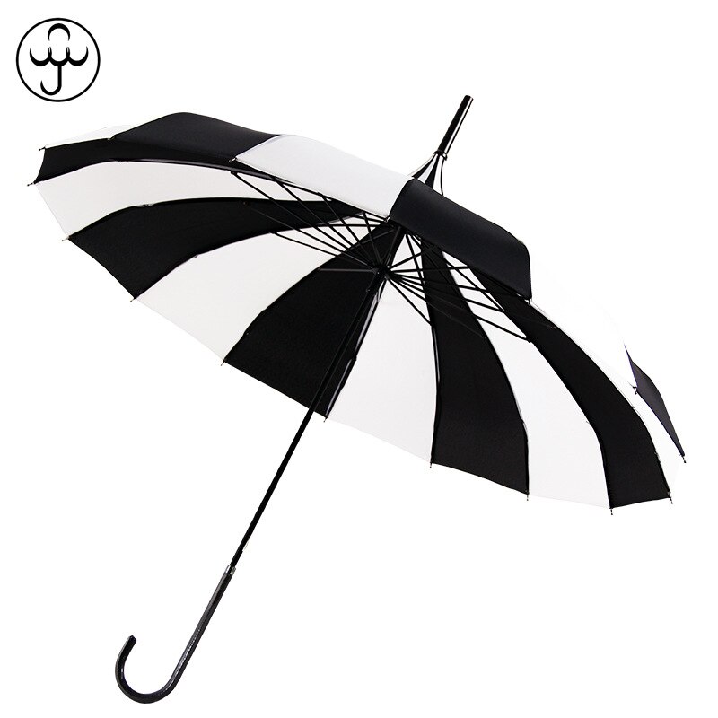 Pagode paraply single point indpakket lang skaft prinsesse solskærm frisk fotografering retro solrig paraply: Hvid og sort