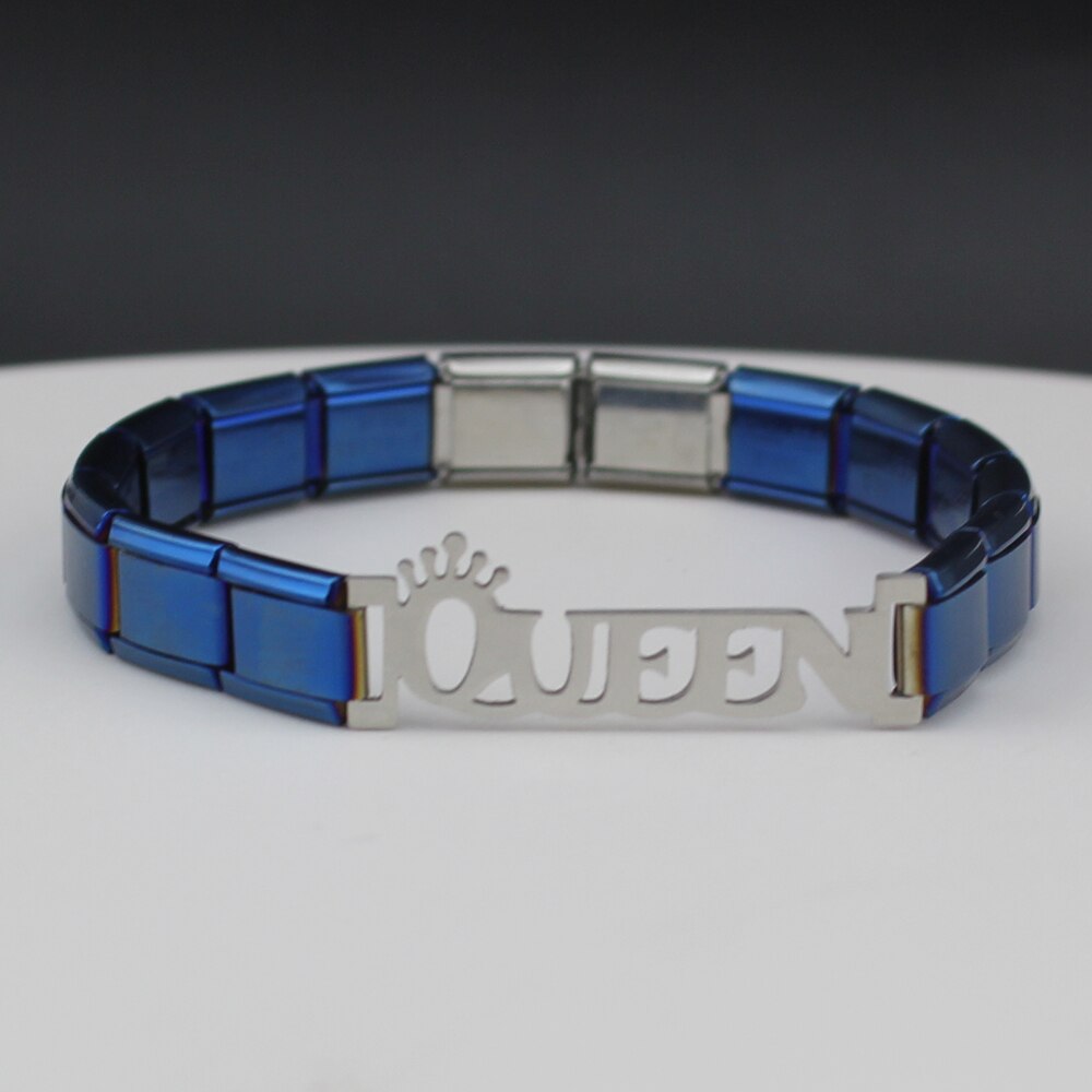 Hapiship 2018 Monili delle Donne di Modo regina di Fascino in Acciaio Inox 7 di colore 9 millimetri Braccialetto Del Braccialetto per Le Donne Della Ragazza Moglie gioielli G081: blu