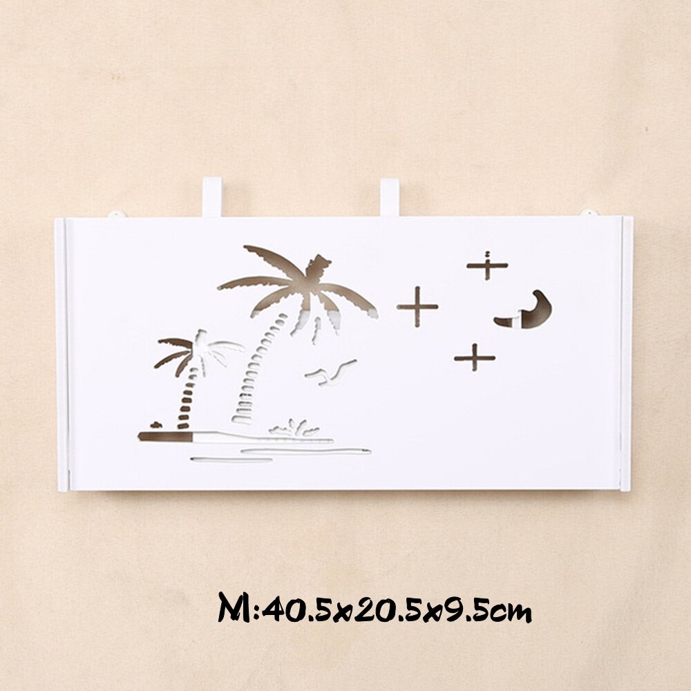 Wifi Router Shelf Wall mount Storage Boxes Cable Power Wire Bracket Storage Box Wood-Plastic Wall Shelf Hanging Plug Bracket Box: M (5)