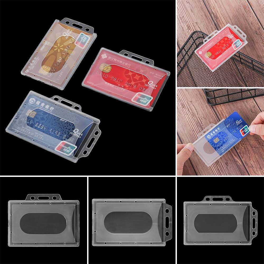 1 PC Useful ID Card Holder Acrylic Plastic Multi-use Hard Plastic Badge Work ID Card Holder Protector Cover Case