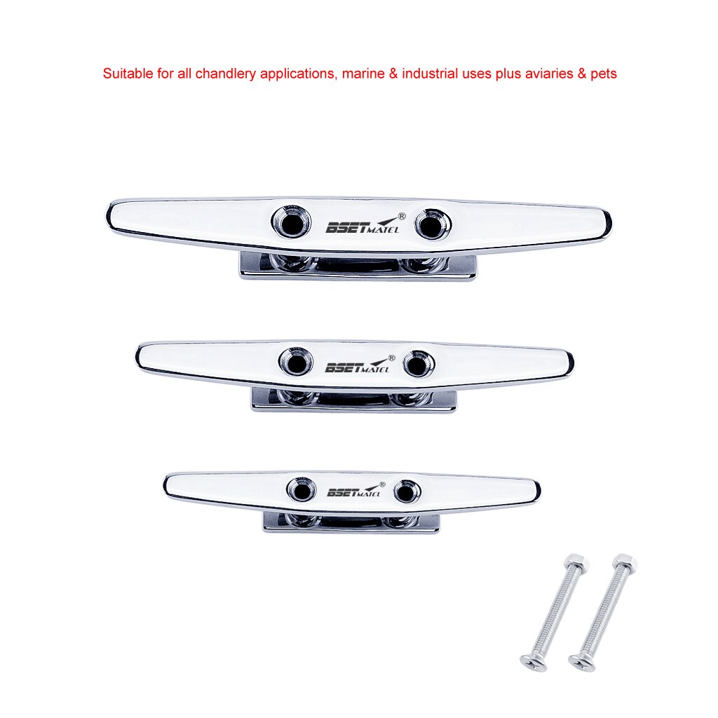 Stainless Steel 316 Low Flat Cleat Boat Cleats Deck Rope Cleat Mooring Dock Cleat Marine Hardware Yacht Accessories Lock bolt