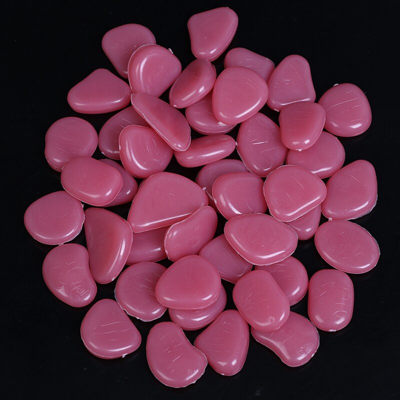 50 sztuk wystrój ogrodu świecące kamienie świecą w ciemności dekoracyjne kamyki na zewnątrz dekoracja akwarium żwirowe skały akwarium mieszać kolorów: różowy