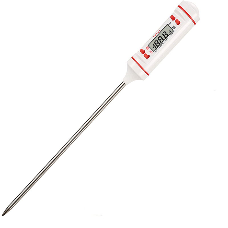 Digitalt termometer med 15cm lange probe lysproduksjonssett måler flytende soya parafinvoks bakt melk kjøtt bbq voks smelter: Termometer hvit