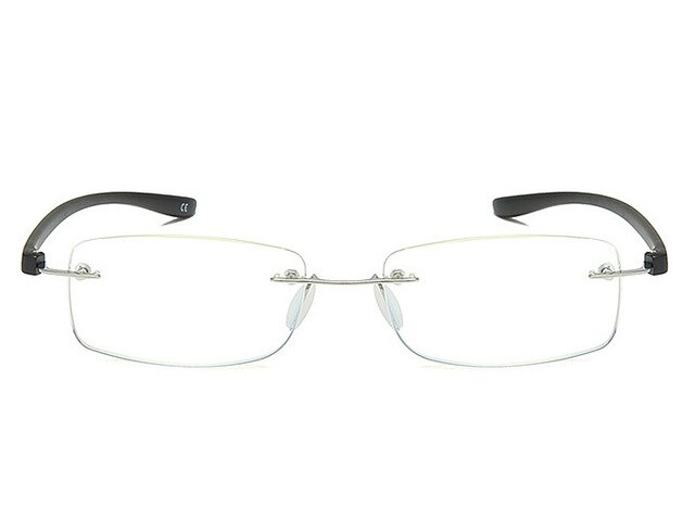 Lunettes de lecture carrées sans bords TR90 pour hommes et femmes, presbytes, Anti-lumière bleue, monture en verre de: +200 / Black