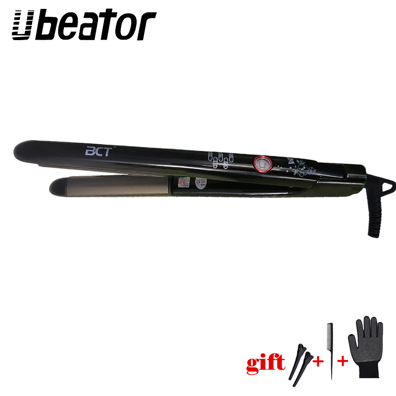 Fer à lisser électrique à revêtement céramique, fer à boucler, affichage numérique, mini fer plat électrique, noir et blanc: Noir / Au