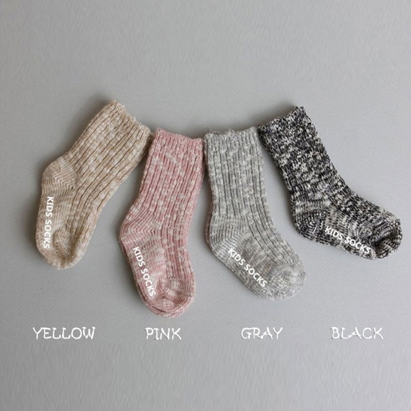 Kids Socks Cotton Baby Anti Slip Soft Socks Solid Color Autumn Winter Warm Casual For Boy Girl Toddler 0-4T
