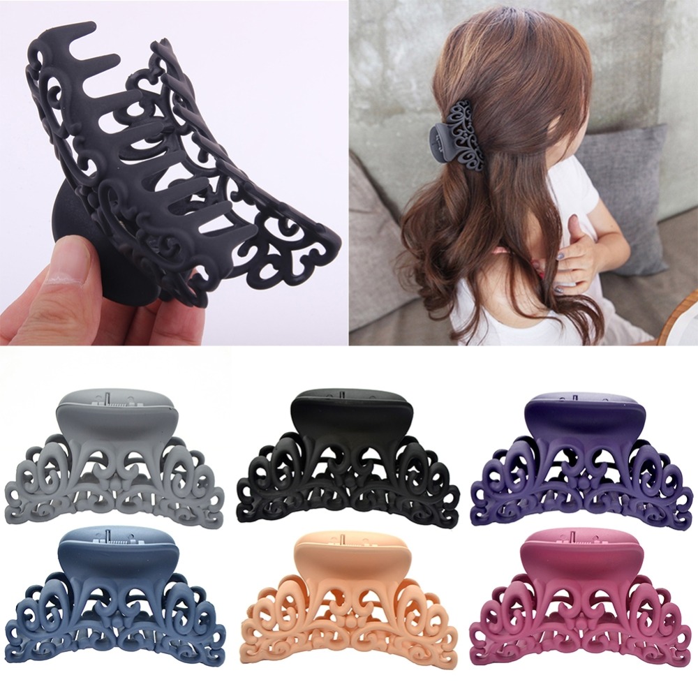 Dames Dames Grote Haardracht Haar Klauw Clips Baret Haar Krab Klem Scrub Plastic Holle Bloem Haarspeld Accessoires
