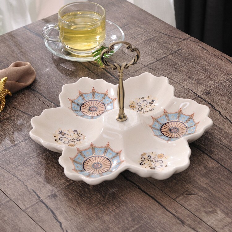 6 grilles en céramique Dessert assiette monocouche hexagonale gâteau assiette fête mariage fruits après-midi thé fruits secs plateaux de stockage: 18-03P