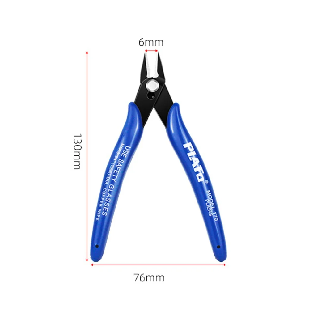 Alicate de aço carbono alicate diagonal cortadores de cabo de fio elétrico corte lateral alicate nivelado nipper stripper ferramentas manuais: Azul