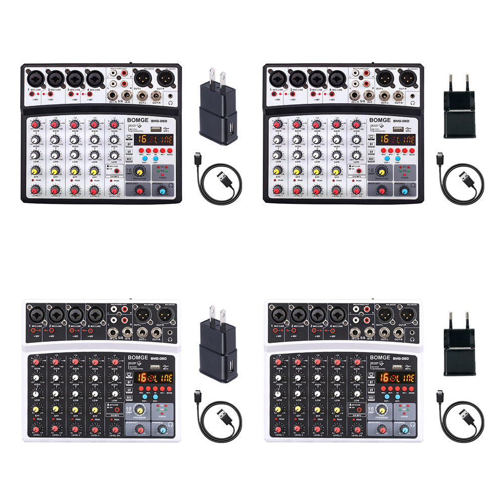 Mixer Audio professionale da Studio a 6 canali Console di missaggio Audio DJ USB amplificatore per Monitor Phantom 48V