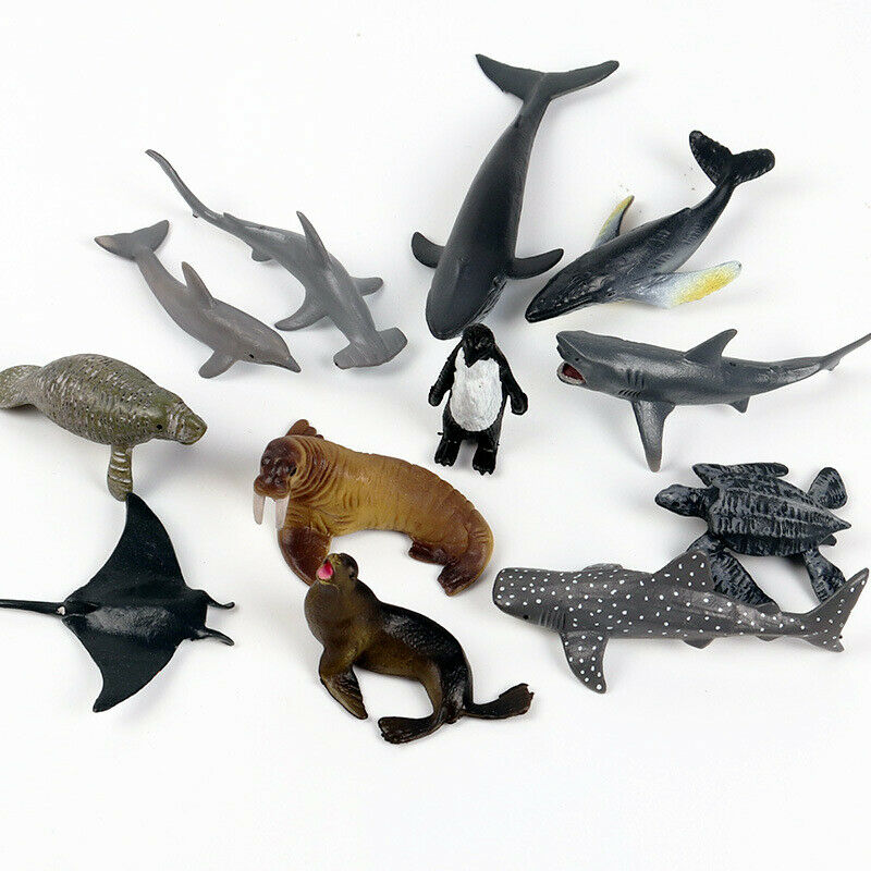 12 Stks/set Kleine Oceaan Dier Figuur Shark Whale Megalodon Speelgoed Collector Decor Kid Educatief Speelgoed Playset Feestartikelen