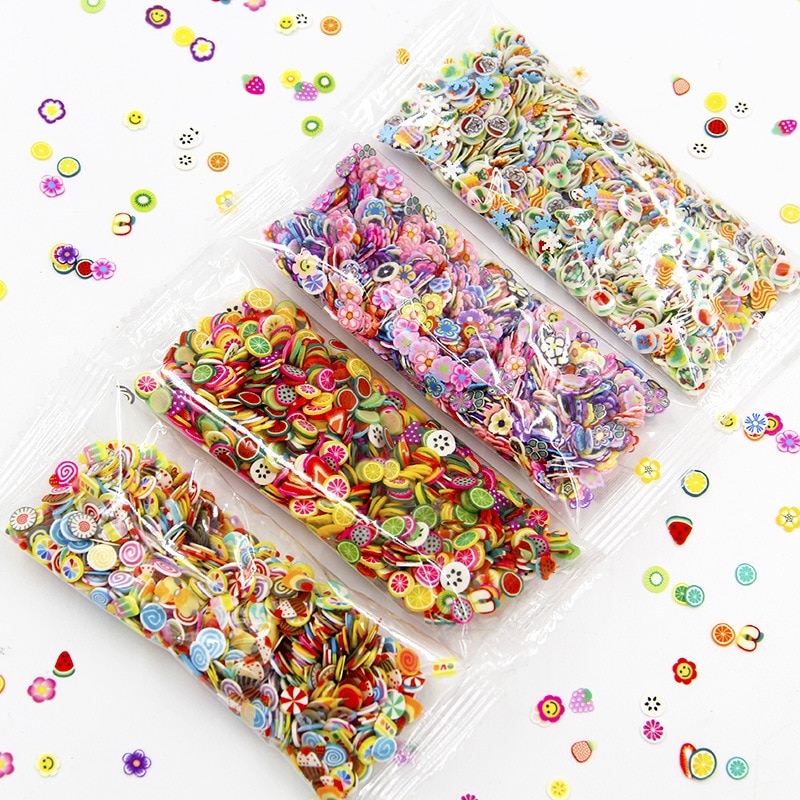 1000pcs/bag DIY Slime Soft Pottery Fruit Slices Filler For Nails Art Slime Fruit Slime Accessories Supplies Decoration Toy