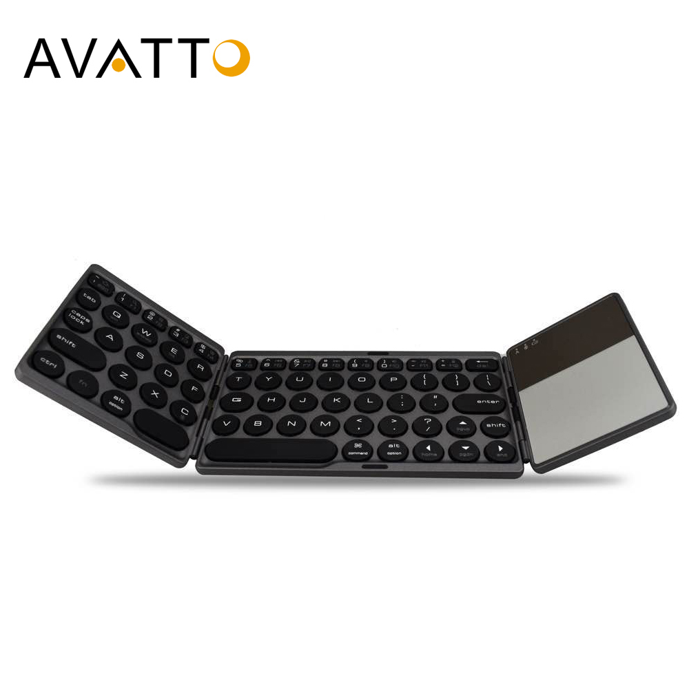 Avatto B033 Draagbare Bluetooth Opvouwbare Mini Toetsenbord, opvouwbare Bt Draadloze Touchpad Toetsenbord Voor Ios/Android/Venster Ipad Tablet