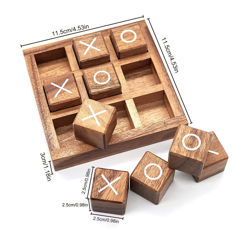 1set Wooden Parent-Child Interaction Developing Intelligent Puzzle Game XO Chess Puzzles Noughts And Crosses Game Board