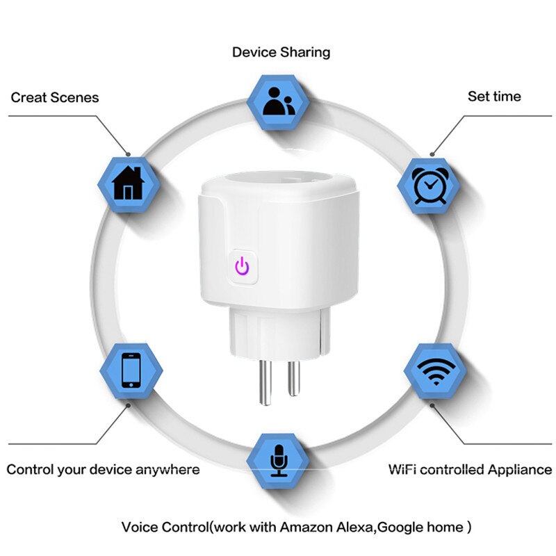 Wifi smart plug eu us uk adapter trådløs fjernbetjening stemmestyring strøm energi monitor stikkontakt timer stik til alexa google home