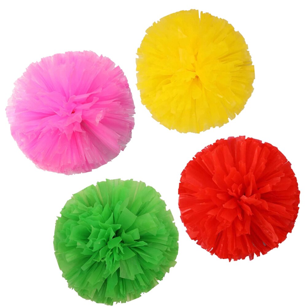 4 pçs reusável matte torcendo poms animated fun cheerleading pom poms kit colorido animador adereços com anel para o desempenho competit