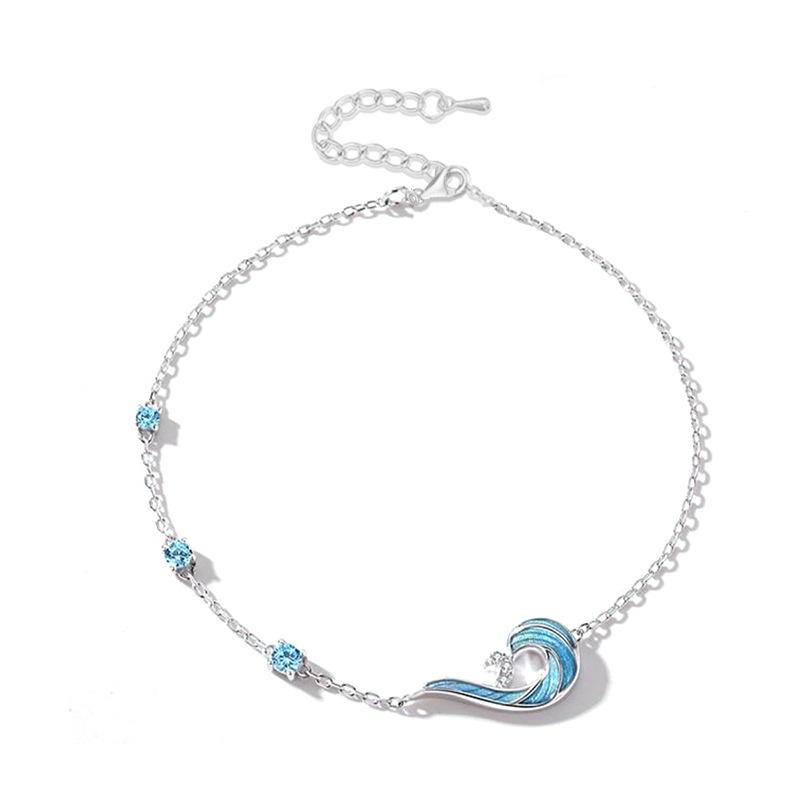 2022 hurtownia estetyczna elegancka biżuteria niebieski kroplówka Glazura emalia fala rozpylać kobiet Resizable bransoletki dla kobiet dziewczyna prezent