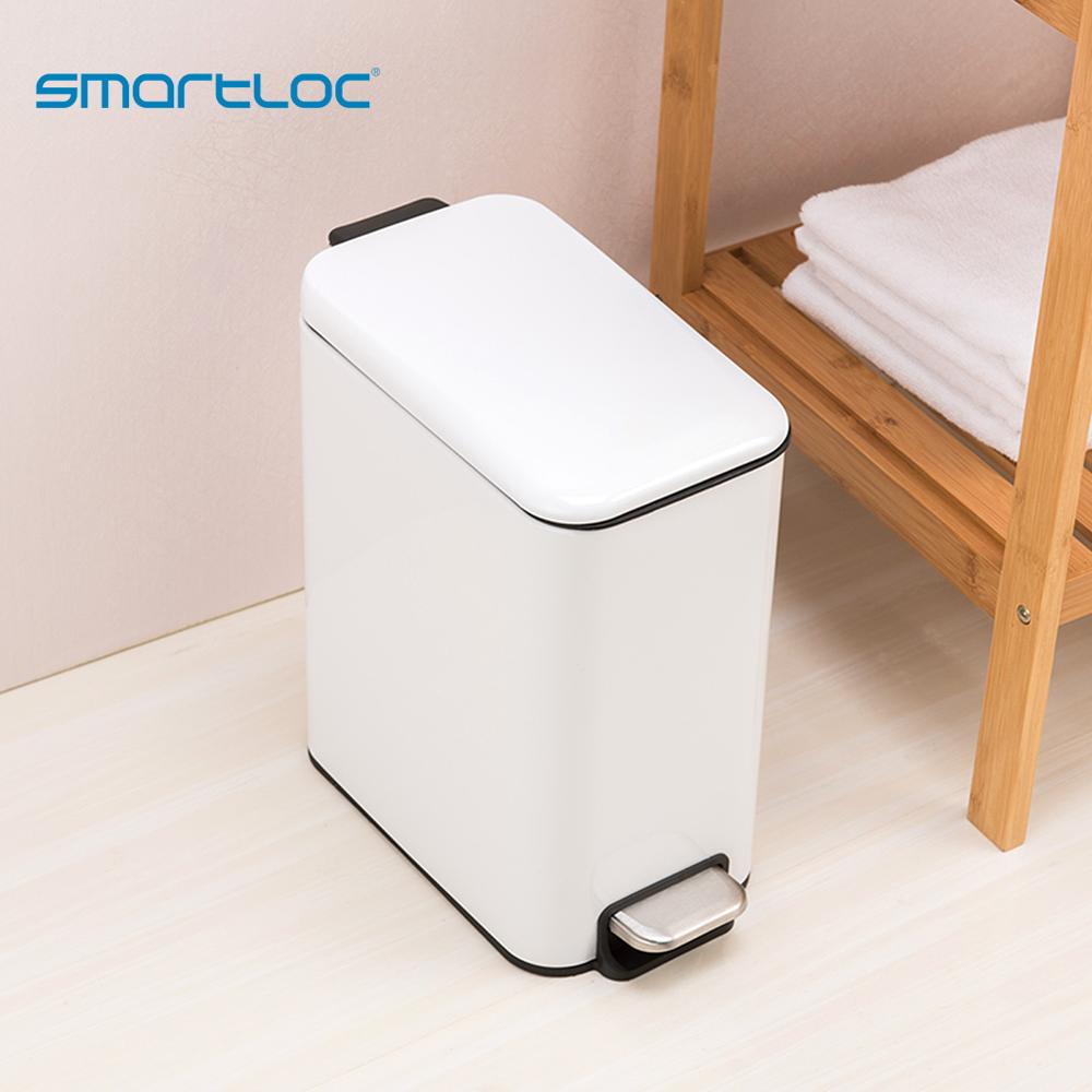 smartloc 5L Stainless Steel Rectangle Kitchen Trash Can Dustbin Trash Bin Waste Bin Garbage Bag Holder Garbage Bin Kitchen Bin: White