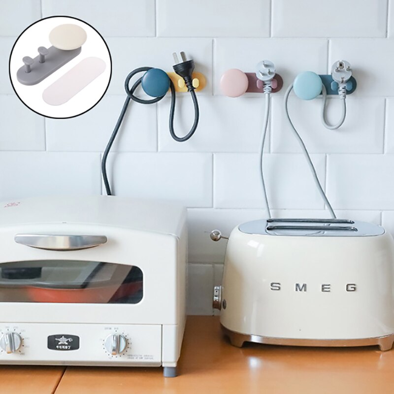 Opslag Houders Rekken Muur Opknoping Haak Saving Rekken Zelfklevende Vouwen Socket Keuken Apparaat Draad Plug Netsnoer Spoelen