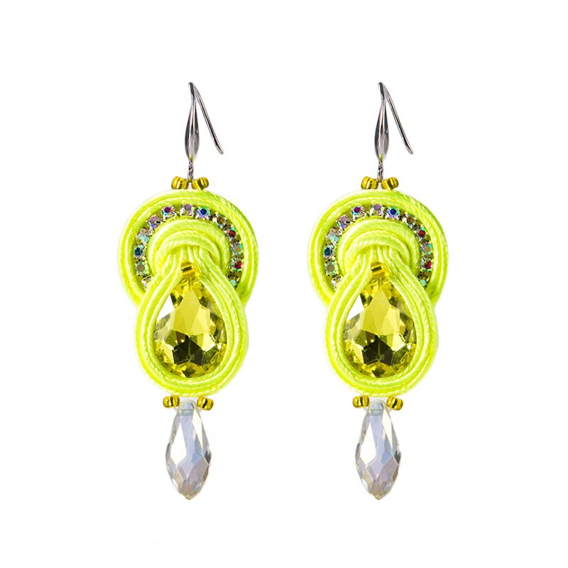 KPACTA Ethnic Feature Style Earrings Jewelry For Women Soutache Handmade Weaving Big Hanging Earring Party: yellow