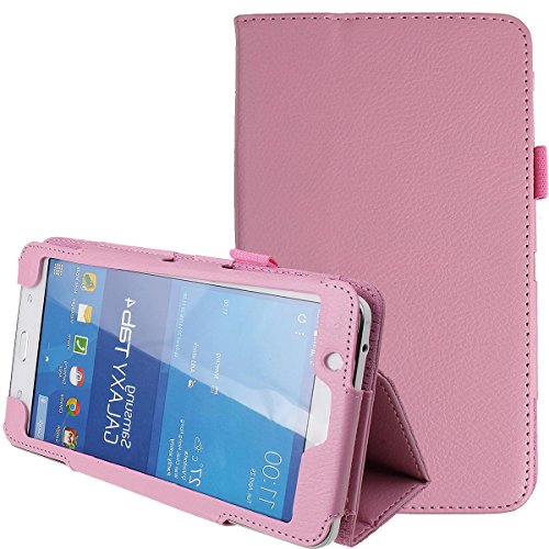 Para Samsung Galaxy Tab 4 7,0 plegable de cuero de la PU cubierta de la caja del soporte para Samsung Galaxy Tab 4 7,0 "Tablet SM-T230 SM-T231 caso: Rosa