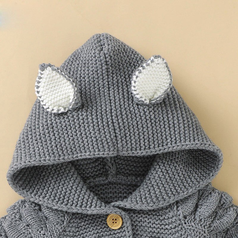 Winter Autumn Baby Sweater Romper Long Sleeve Hooded Newborn 0-24 Months Party Year Girl Boys Clothes Bebes Overalls