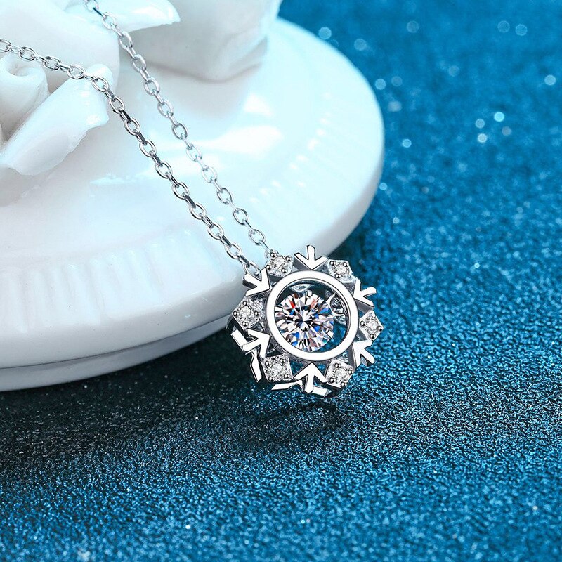 Smyoue halskette mit schlagendem herz , 1ct moissanit-anhänger im rundschliff für damen ,  s925 silberschmuckstücke, funkelnde diamant-halskette für hochzeiten