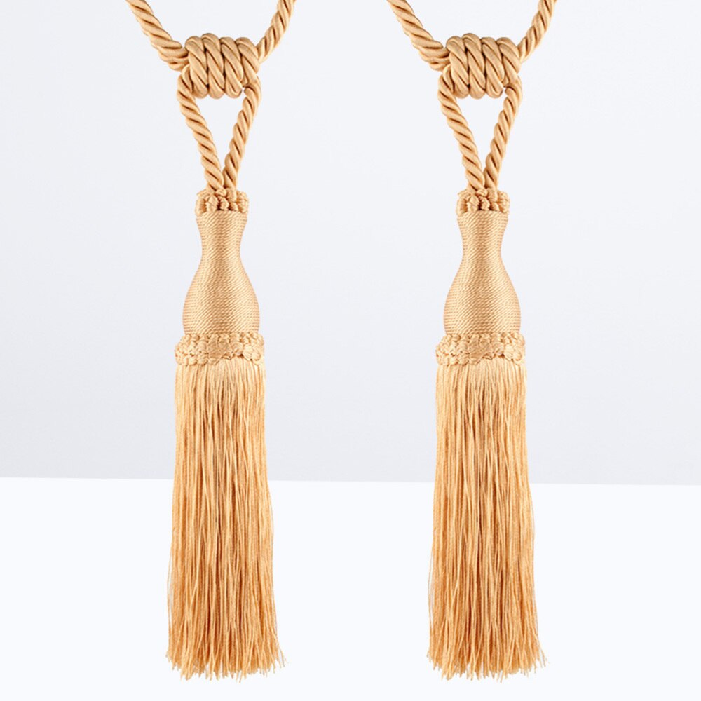 2PCS European Style Curtains Tieback Rope Tassel Holdbacks Home Decorative Window Drapery Tassels Tiebacks (Golden)