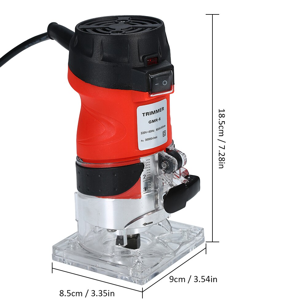 Trim Router With Transparent Base Edge Guide Wood Trimmer Compact Palm Router for Woodworking Trimming Slotting Notching