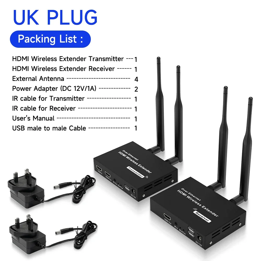 200m trådlösa videosändare/mottagare hdmi-förlängare tv-sticka skärmspegeladapter med ir kvm-loopout för pc-tv-projektor