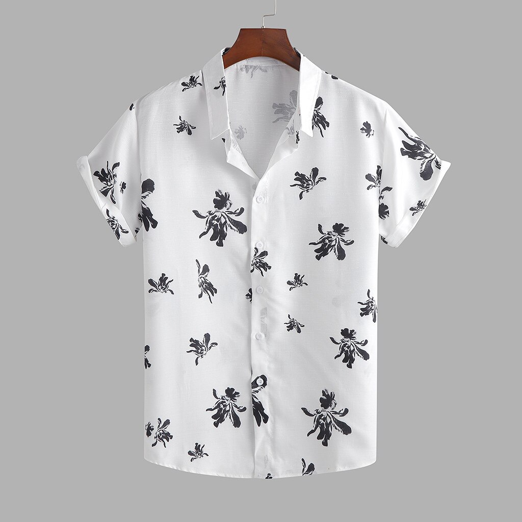 Burst mænds etnisk print top kortærmet skjorte herre abstrakt stil sommer løs casual skjorter 3.30