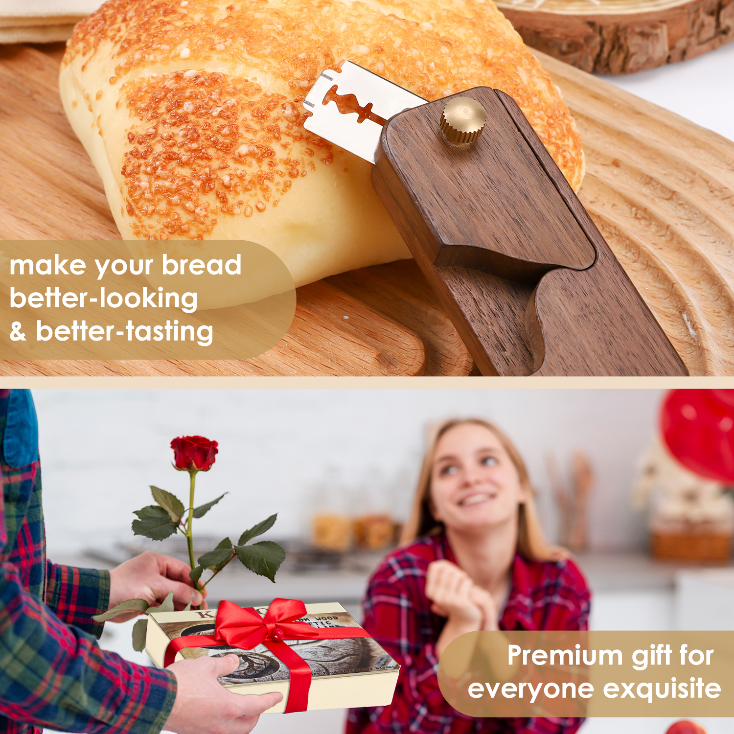 Herramienta de puntuación de masa de lame de pan de madera magnética, herramienta de puntuación de lame de levadura hecha a mano, herramienta de puntuación de pan, horneado de pan casero, doug