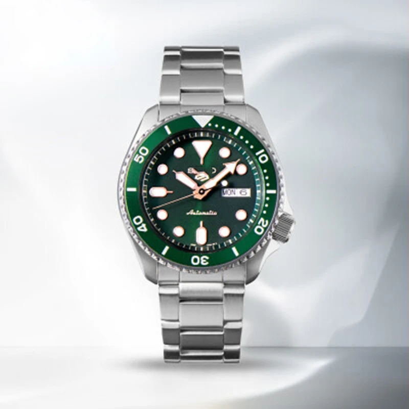 Seiko SRPD53K1 Herrenuhr, luxuriös, Edelstahl, automatisch, wasserdicht, Sportkalender, grünes Wasser, Geist, mechanische Uhr: Grün