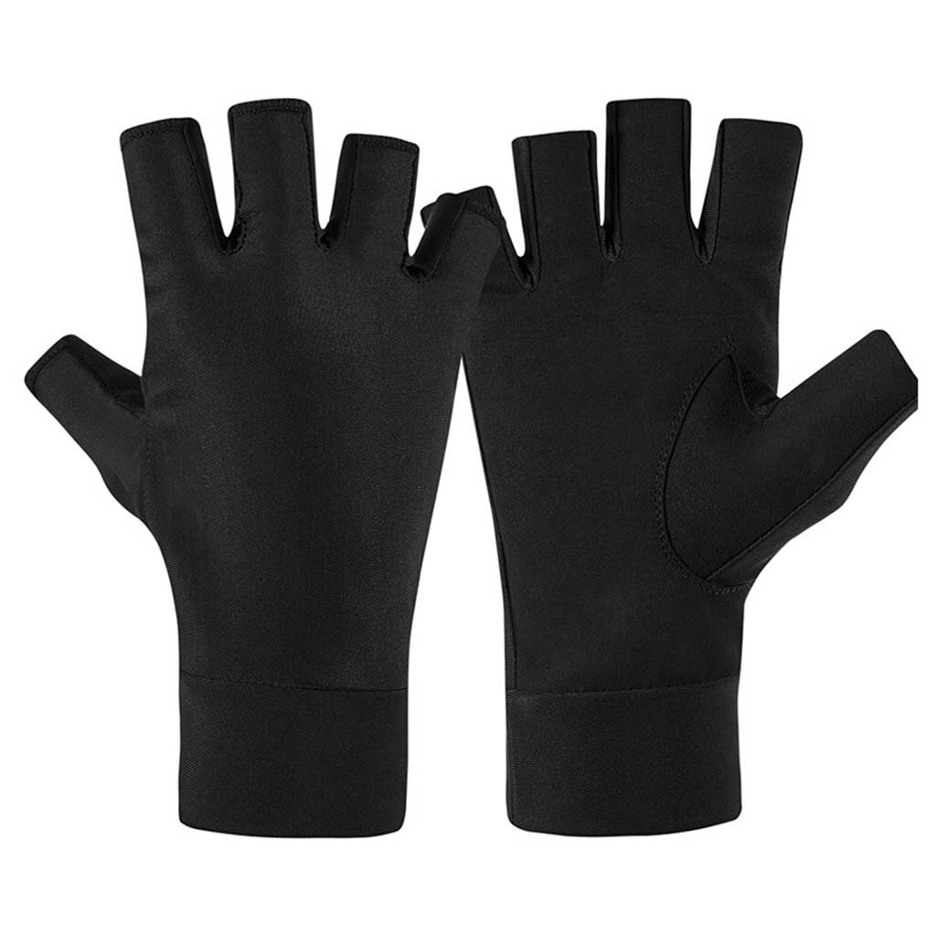 vélo demi doigt gants anti-dérapant choc pêche gants respirant UV Protection Sports de plein air gants vtt route gants: Black / XL