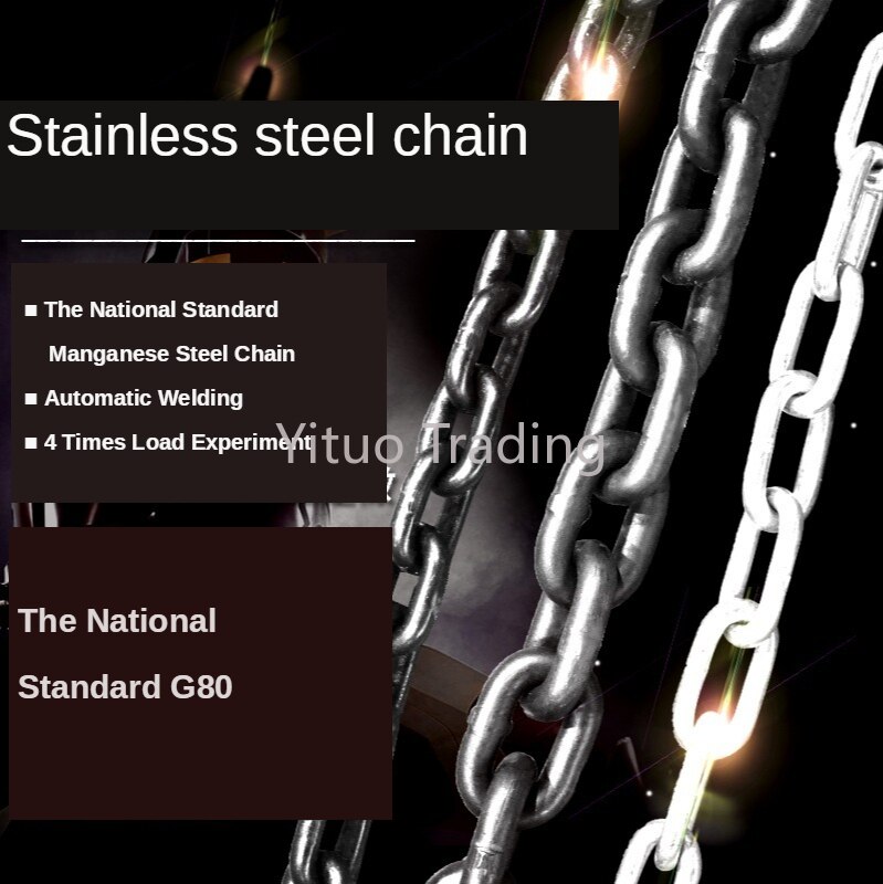 Lifting Iron Chain High Strength Forged Alloy Steel Sling Chain Safety Factor 4:1 G80 Manganese Steel Chain Industry 6MM 7MM