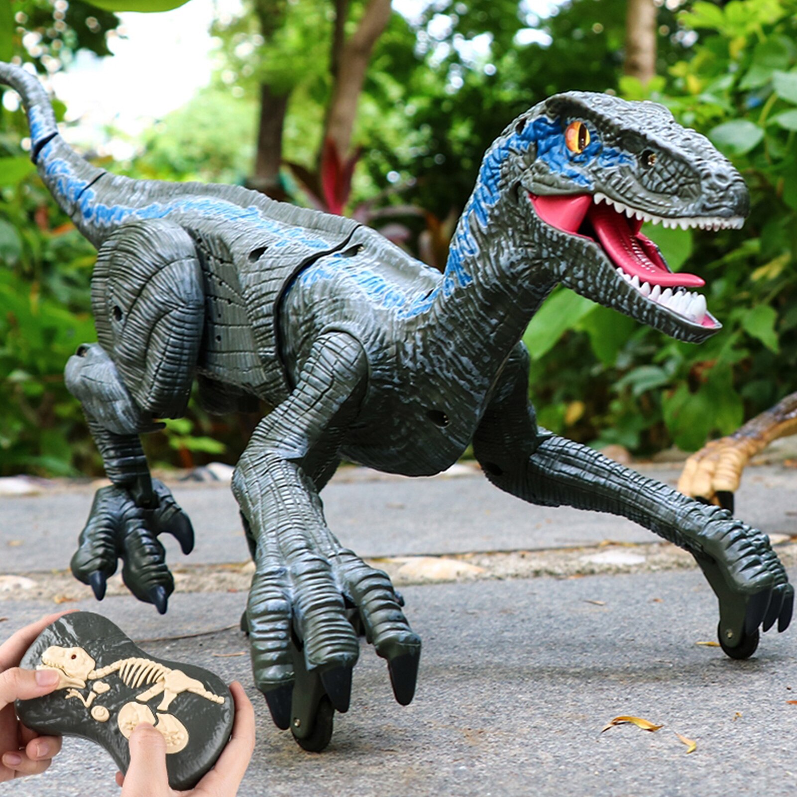 SM180 Remote Control Dinosauria Velociraptor Toy Big Walking Velociraptor LED Light Roaring 2.4 Ghz Simulation RC Velociraptor