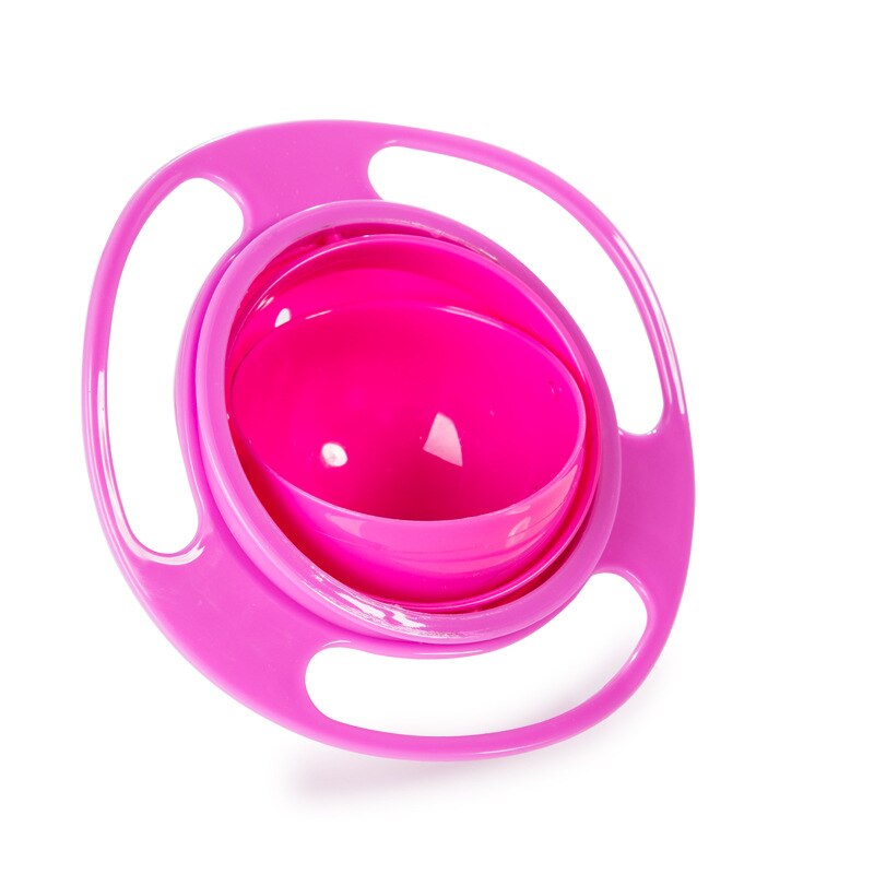 360 roterende spildsikker universel gyroskål babymad spisestue børn, der spiser træningskåle, der fodrer læringsretter: Rosenrød skål