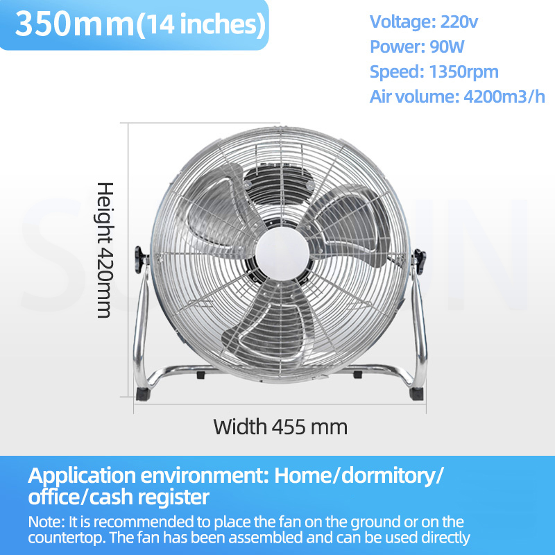Gulv-/Loftventilator EXUAN Kraftig - 160W Ultrastrong Wind - Rustfrit Stål: Burgunder