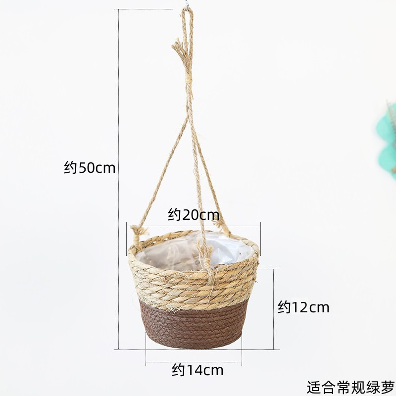 Tuin Hangende Plantenbak Macrame Plant Opbergmand Jute Touw Geweven Binnen Buiten Bloempot Houder Plantenhangers Home Decor: Licht Groen