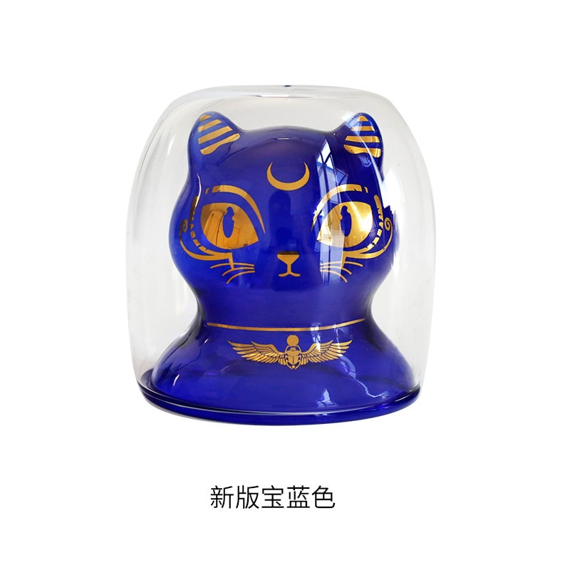 Bastet Egypt skytshelgen kattkopp gullbelegg vin dobbeltlag kaffe øl vann krus glass melk te glass: C