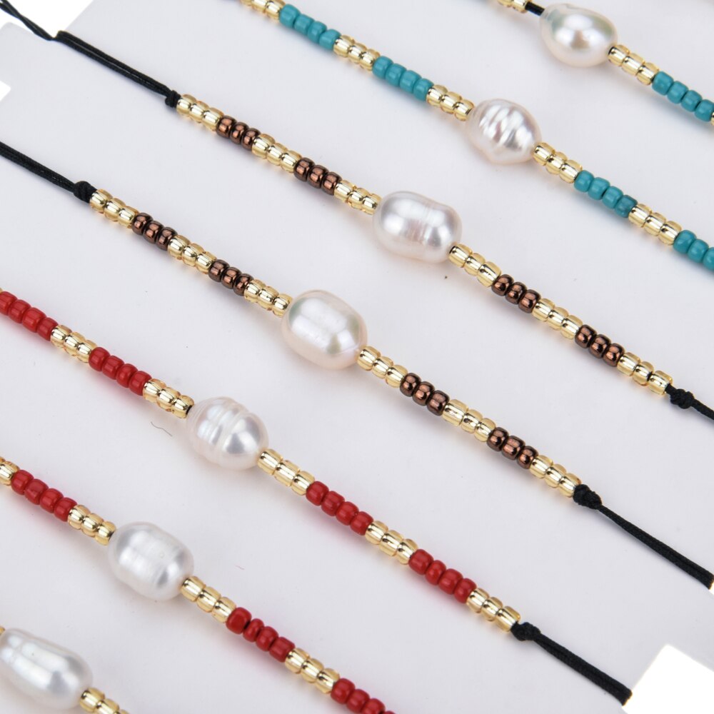 Romantico 12 pz/lotto Perla Pendenti E Ciondoli Braccialetto impostato per Le Coppie Della Ragazza Delle Donne Della Maglia Regolabile Nodo Stringa di semi di Perline Braccialetto Dei Monili del Regalo